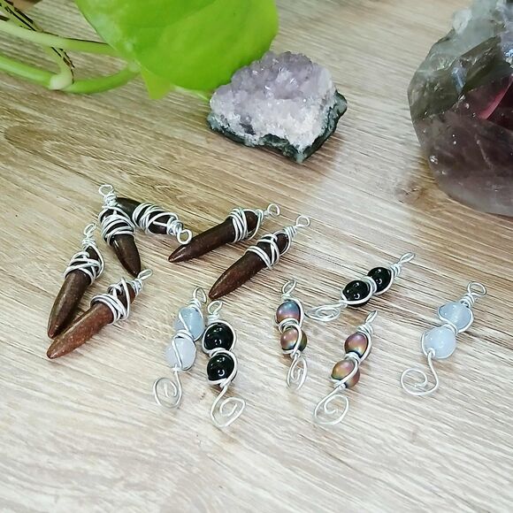 12 piece beaded charm dangles for jewelry making, gemstone craft supplies - Picture 2 of 3